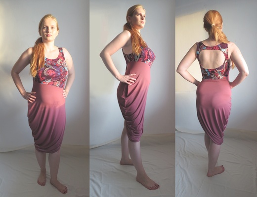 LNN fialovo-růžové úpletové šaty - vel.44/L