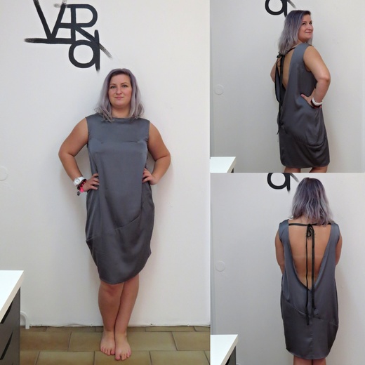 VOULOIR - šedé hedvábné šaty