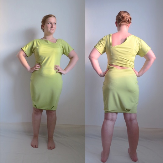 LETOS NAPOSLED NÁVAZNOST - zeleno-žluté úpletové šaty
